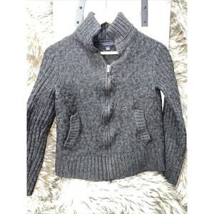 Banana Republic Wool Blend Full Zip Knit Sweater / Jacket Charcol Women's Size L